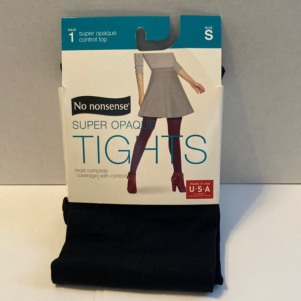 No Nonsense Super Opaque Control Top Tights Black Small